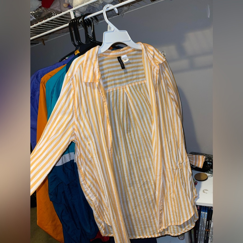 Yellow striped button down